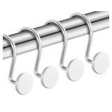 CHICTIE Chrome Shower Curtain Hooks, Rustproof Shower Curtain Rings for Bathroom, Metal Shower Hooks for Shower Curtain Rod, Modern Decorative Shower Curtain Hangers Set of 12, Round Heavy Duty Design