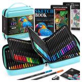 136 PCS Colored Pencils Set for Adult Coloring Books, 120 Colored Pencils with Sketchbook, Coloring Book, Sharpener, Soft Core Oil-Based Coloring Pencils for Artists Drawing Sketching Blending Shading