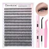 Pawotence Lash Extension Kit DIY 280pcs Individual Lash Clusters Kit 30D Natural 8-15mm Cluster Eyelash Extensions Kit with Lash Bond and Seal, Lash Tweezers for Self Use (30D, 0.07D, 8-15mm, Kit)