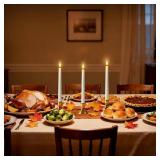 Meigic 6 Pcs Window Candles with Gold Holders, Flameless Taper Candles with Remote and Timer, White LED Christmas Candle for Home Window Holiday Xmas Decor