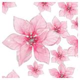 WILLBOND 36 Pcs 3 Size Christmas Poinsettia Christmas Tree Flowers Glitter Faux Flowers Decoration Artificial Poinsettia Ornaments for New Year Home Outdoor Decoration(3/4/ 6 Inch,Pink)