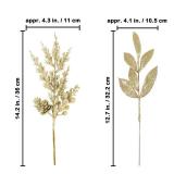 Winlyn 24 Pcs Christmas Glitter Artificial Leaf Picks Pine Needles Pinecone Berries Stems Champagne Glittered Christmas Tree Sprays for Holiday Floral Arrangements Centerpiece DIY Wreaths Garlands