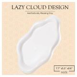 CCINPPY Ceramic Jewelry Tray Trinket Dish, Decorative Cloud Vanity Key Tray for Women, Ring Holder Dish, Cute Jewelry Plate Bowl Room Decor Aesthetic, White, Medium