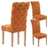 VitalCozy Fall Pumpkin Dining Chair Covers Set of 2 Burnt Orange Pumpkin Chair Back Covers Fluffy Plush Seat Slipcovers for Farmhouse Autumn Harvest Couch Kitchen Wedding Party Decor