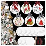 Bucherry 24 Pcs White Acrylic Christmas Ornaments - 3 Inch Round Clear Blank Heart Sublimation Ornaments with Hole for DIY Craft Xmas Bauble Tree Decor