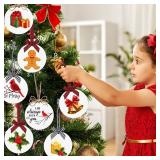 Bucherry 24 Pcs White Acrylic Christmas Ornaments - 3 Inch Round Clear Blank Heart Sublimation Ornaments with Hole for DIY Craft Xmas Bauble Tree Decor