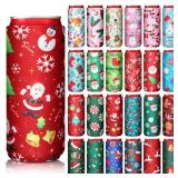Pickmesh 24 Count Christmas Can Coolers Sleeves for Adults, Santa Claus Bottle Cooler Gifts, 12oz, Red, Green, Neoprene