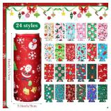 Pickmesh 24 Count Christmas Can Coolers Sleeves for Adults, Santa Claus Bottle Cooler Gifts, 12oz, Red, Green, Neoprene