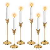 6pcs Gold Candle Holders, Candlestick Holders Taper Candle Holders for Pillar Candles Sticks Holder Decor Halloween Christmas Decorations Candle Candelabros para Centros de Mesa (Gold)