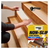 THUNDER GRIP 24\x4\in Clear Non-Slip Stair Treads for Wooden Steps (18-Pack) - Self Adhesive Strips - Transparent Indoorin