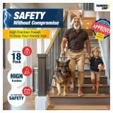 THUNDER GRIP 24\x4\in Clear Non-Slip Stair Treads for Wooden Steps (18-Pack) - Self Adhesive Strips - Transparent Indoorin