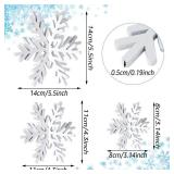 Bucherry 12 Pcs Wooden Snowflake Table Decor 3D Snowflake Tabletop Signs and Centerpiece for Christmas Xmas Winter Wonderland Decorations Home Party(White)