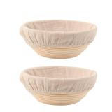 DOYOLLA Bread Proofing Baskets Set of 2 8.5 inch Round Dough Proofing Bowls w/Liners Perfect for Home Sourdough Bakers Baking