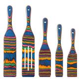 Pakkawood Spurtle Set, Gudamaye 5 Pcs Pakkawood Kitchen Utensils, Wooden Spoons for Cooking, Wooden Utensils for Cooking, Spurtles Kitchen Tools As Seen On Tv, Camping Cookware, Halloween Decorations
