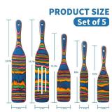 Pakkawood Spurtle Set, Gudamaye 5 Pcs Pakkawood Kitchen Utensils, Wooden Spoons for Cooking, Wooden Utensils for Cooking, Spurtles Kitchen Tools As Seen On Tv, Camping Cookware, Halloween Decorations