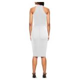 Womenfts Wear to Work Office Business Sheath Dresses Sleeveless Halter Neck Cocktail Knee Length Split Pencil Dress(01White,XX-Large)