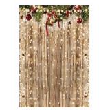 Funnytree 5x7ft Christmas Wooden Wall Photography Backdrop Glitter Bokeh Snow Winter Merry Xmas Party Background Rustic Wood Baby Shower Kids Birthday Portrait Banner Decor Photo Booth Studio