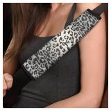 Dreaweet Grey Leopard Print Seat Belt Pads Cover for Adults Kids, Stylish Car Seatbelt Cover 2 pcs, Universal Soft and Safe