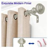 Nickel Curtain Rods for Windows 16.5-45 inch,3/4 inch Heavy Duty Adjustable Decorative Curtain Rod with Modern Finials,Window Rods for Bedroom, Living Room,Patio and Kitchen