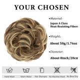 CJL HAIR Large Messy Bun Hair Piece Wavy Curly Scrunchies Synthetic Chignon Ponytail Hair Extensions Thick Updo Hairpieces for Women Bernstein Multi