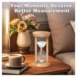 Wooden Sand Timers,15 Minute Stunning Glass Bamboo White Sand Hourglass for Productivity, Meditation and Decor, 15 Min Reloj De Arena for Kitchen, Office, Game, Classroom