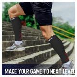 Thoxcare Calf Compression Sleeve for Men Women (2 Pairs), Leg Support Footless Compression Socks for Running - Shin Splint Varicose Veins Swelling and Pain Relief, Black/Red, Large