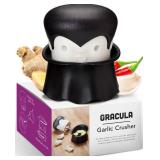OTOTO Gracula Garlic Crusher, Garlic Mincer, Also for Ginger, Nuts, Chili, Herbs - Twist Top Mincer and Easy Squeeze Manual Press Peeler, Goth Gifts
