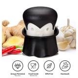 OTOTO Gracula Garlic Crusher, Garlic Mincer, Also for Ginger, Nuts, Chili, Herbs - Twist Top Mincer and Easy Squeeze Manual Press Peeler, Goth Gifts