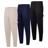 Real Essentials 3 Pack Sweatpants for Men Mens Joggers with Pockets Jogger Cargo Jogging Pants para Hombre Fleece Sweat Adult Sweats Lined Black Thick Cotton Warm Heavy Green Athletic Cuffed Active