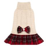 KYEESE Dog Sweater Knitwear Dog Sweaters for Small Dogs Girl Soft Turtleneck Pet Sweater Dress Thick Dogs Clothes with Bowtie Stretchy Cat Sweaters Warm Pullover Pet Coats for Cold Weather Winter