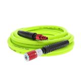 Flexzilla Air Hose with ColorConnex Industrial Type D Coupler and Plug, 1/4 in. x 25 ft., Heavy Duty, Lightweight, Hybrid, ZillaGreen - HFZ1425YW2-D
