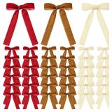 LOYIM 36 Pieces Valentinefts Day Velvet Bow Valentine Ribbon Wreath Bow Bulk Romantic Crafts Gift Pretied Set for Garland Home Decor Wedding Outdoor Indoor Decor(Wine Red, Beige, Khaki,1ftft Wide)