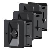 Matte Black Pocket Door Lock, 3-Pack Privacy Pocket Door Hardware, Pocket Door Handles, Pocket Door Lock Latch with Pull, 2-3/4x2-1/2, for 1.38-1.77 Thickness Door