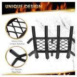 Fireplace Grate 17 \Heavy Duty with Ember Retainer, 1/2 Bar Fire Log Grate for Inside Fireplace, Fireplace Assectories, Chimney Hearth Wood Stove Burning Rack Holder,Wood Stove Grate for Outdoorin