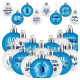 Barydat 24 Pcs Happy Hanukkah Ornament for Tree Balls Chanukah Hanging Ornaments Star of David Hanukkah Ornament Balls White Blue Jewish Menorah Ornaments for Xmas Tree Decoration (Classic Style)
