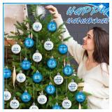 Barydat 24 Pcs Happy Hanukkah Ornament for Tree Balls Chanukah Hanging Ornaments Star of David Hanukkah Ornament Balls White Blue Jewish Menorah Ornaments for Xmas Tree Decoration (Classic Style)