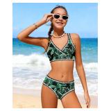 KANGKANG Girls Swimsuit Bikini Set, Girls Bathing Suits Size 10-12 Solid Color V-Neck Two Piece Kid Bathing Suit with Chest Pad Adjustable Straps Swimwear Set