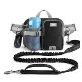 ETACCU Hands Free Dog Leash with Phone Pouch, Water Bottle Holder - Adjustable Waist Belt 19-38 Inch Belt Leash for Running, Reflective Shock Absorbing 48\-70\in Extendablein