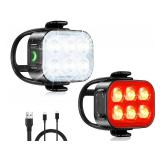 Zewdov Bike Lights for Night Riding, USB Rechargeable Bike Lights Front and Back, Waterproof IP65 Bicycle Light, 4+6 Modes Bike Headlight and Tail Light Set,1.5 Hrs Fast Charging, Easy to Install