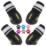 QUMY Dog Shoes for Large Dogs, Medium Dog Boots and Paw Protectors for Winter Snowy Day, Summer Hot Pavement, Water-Resistant in Rainy Weather, Outdoor Walking, Indoor Hardfloors Skid-Resistant Sole