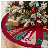 Lanpn Christmas Tree Skirt 24 inch, Velvet Xmas Tree Skirt Winter Christmas Tree Mat for Small Mini Pencil Slim Artificial Trees Winter Home Party Holiday Indoor Xmas Decor (Red, 60cm)