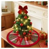 Lanpn Christmas Tree Skirt 24 inch, Velvet Xmas Tree Skirt Winter Christmas Tree Mat for Small Mini Pencil Slim Artificial Trees Winter Home Party Holiday Indoor Xmas Decor (Red, 60cm)