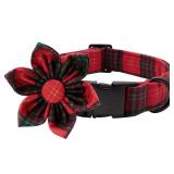 Lionet Paws Christmas Dog Collar with Flower, Soft and Comfortable, Adjustable Collar for Small Dogs Girl Gift, Neck 10-16 inches