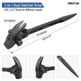 MAXPOWER 1/2\ and 3/8\in Drive Scaffold Ratchet Wrench, Podger Spanner with Claw Hammer, Crowbar, Pry Bar and Nail Puller Functionsin