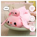 SQEQE Weighted Bunny Plush, Weighted Bunny Stuffed Animal, Cute Plushies Soft Pink Pillow Toy Gift for Kids Adults 23.6 Inch, 3.1 Lbs