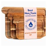 Non Toxic Cutting Boards - Cutting Board Set Free of Mineral Oil, Made of FSC Acacia Wood - Cutting Boards for Kitchen - Includes 3 Chopping Boards. By Ziruma