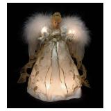 VCO 12\ Lighted Cream and Gold Angel Christmas Tree Topper - Clear Lightsin