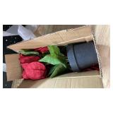 MATBAR Poinsettias Flowers Artificial 2 Pack Red Faux Christmas Poinsettia Plant Small 11 Inch Winter Flowers for Home Office Table Decorations Indoor Xmas Ornament