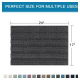 H.VERSAILTEX Bathroom Rugs Bath Rugs Non Slip Bath Mats Extra Thick Chenille Striped Rug 17\ x 24\in Absorbent Soft Shaggy Washable Dry Fast Bath Mats for Bathroom Floor - Greyin