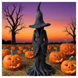 Cracker Barrel Witch Statue, 11.8\ Gothic Halloween Resin Figurine, Enchanting Witch Statue, Dark Fantasy Ornament,Halloween Festival Decorationin